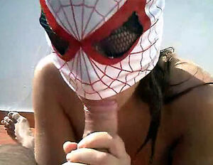 Torrid friendly fuckslut in mask of spiderwoman inhaling my